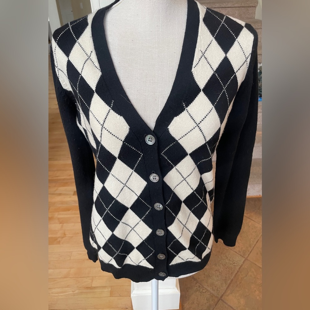 Blain & Cartwright  Cashmere Silk  Blend Argyle Women's Sweater- Size S